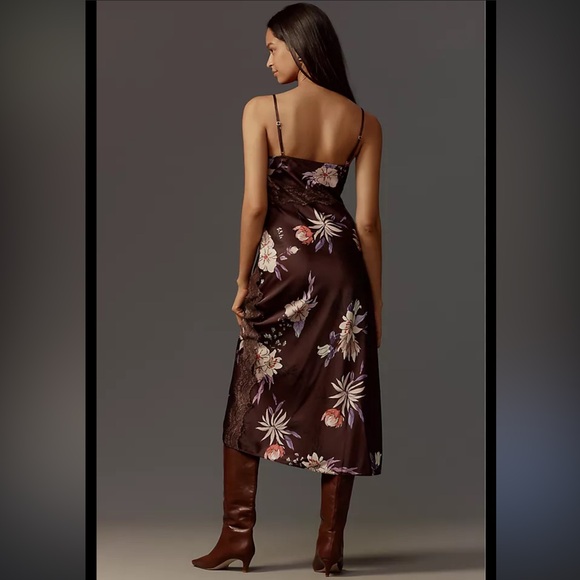 Anthropologie Hutch Satin Midi Slip Dress Size L - Picture 2 of 11